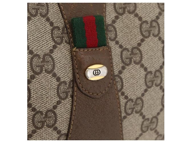 GUCCI GG Supreme Web Sherry Line Clutch Bag PVC Beige Oro 89 01 034 Auth ka3858 D'oro - vista 14