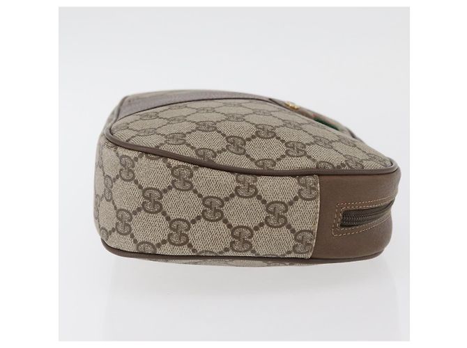 GUCCI GG Supreme Web Sherry Line Clutch Bag PVC Beige Oro 89 01 034 Auth ka3858 D'oro - vista 4
