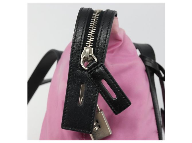 Borsa a Spalla PRADA Nylon Rosa Argento Auth 176628 - vista 15
