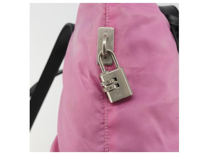Borsa a Spalla PRADA Nylon Rosa Argento Auth 176628 - vista 16