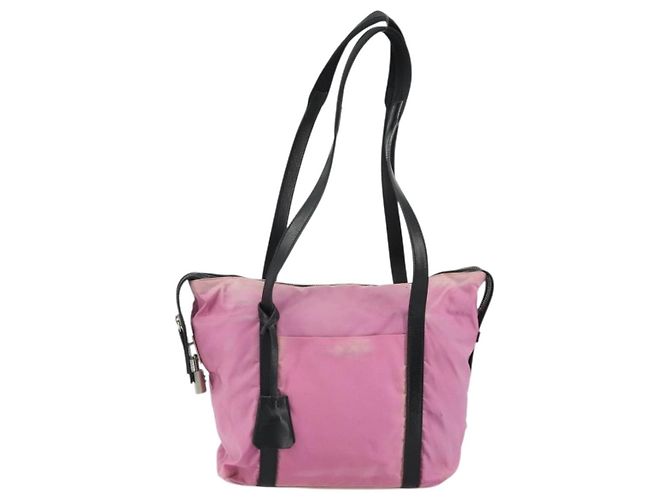 Borsa a Spalla PRADA Nylon Rosa Argento Auth 176628 - vista 2