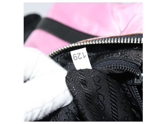 Borsa a Spalla PRADA Nylon Rosa Argento Auth 176628 - vista 25