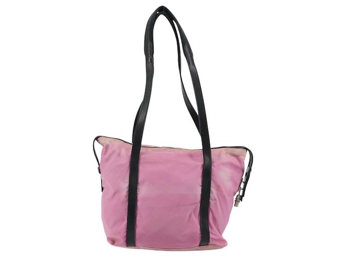 Borsa a Spalla PRADA Nylon Rosa Argento Auth 176628 - vista 3
