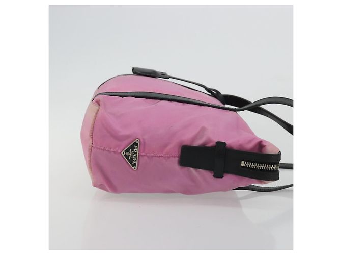 Borsa a Spalla PRADA Nylon Rosa Argento Auth 176628 - vista 4