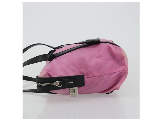 Borsa a Spalla PRADA Nylon Rosa Argento Auth 176628 - vista 5