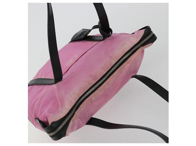Borsa a Spalla PRADA Nylon Rosa Argento Auth 176628 - vista 6