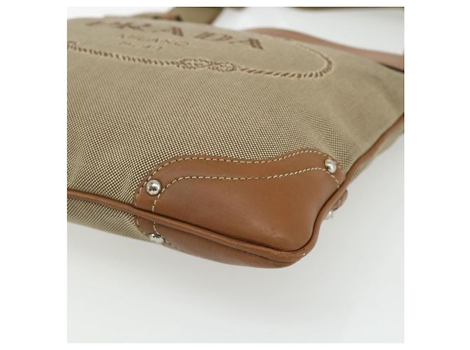 PRADA Schultertasche aus Canvas Beige Silber Authentisch ka3997 - Ansicht 10