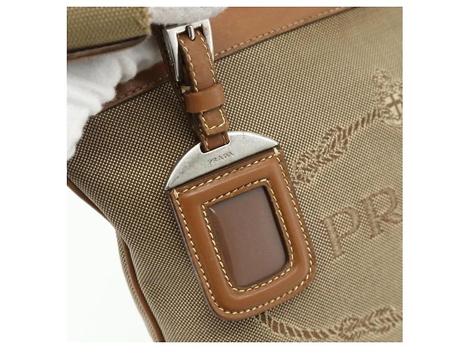 PRADA Schultertasche aus Canvas Beige Silber Authentisch ka3997 - Ansicht 14