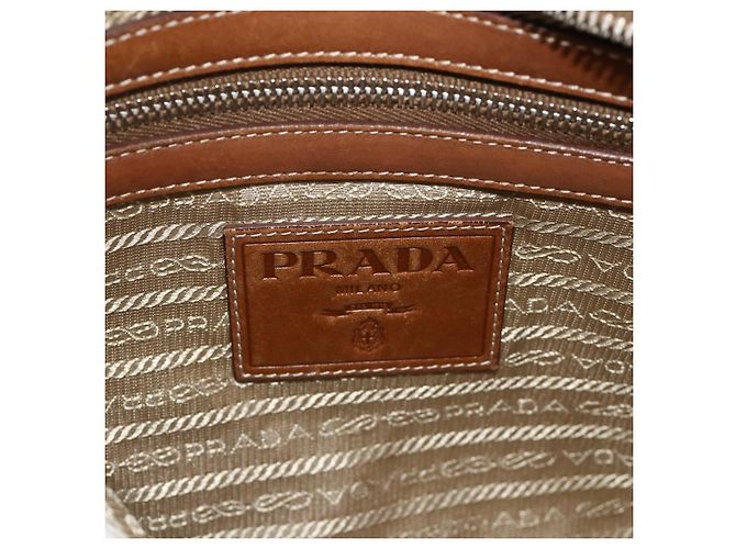 PRADA Schultertasche aus Canvas Beige Silber Authentisch ka3997 - Ansicht 16