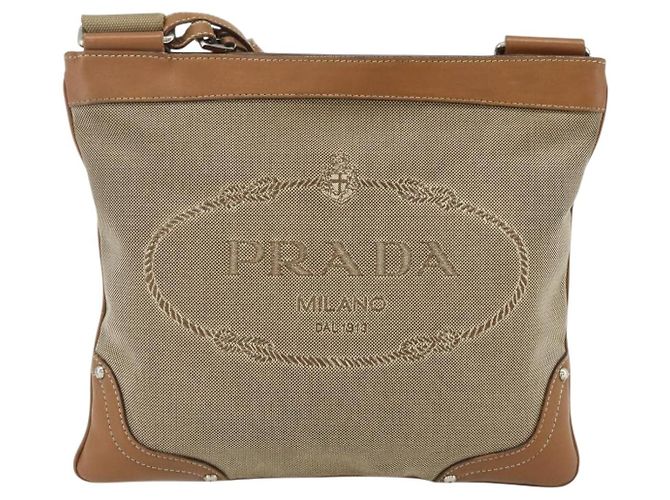 PRADA Schultertasche aus Canvas Beige Silber Authentisch ka3997 - Ansicht 2