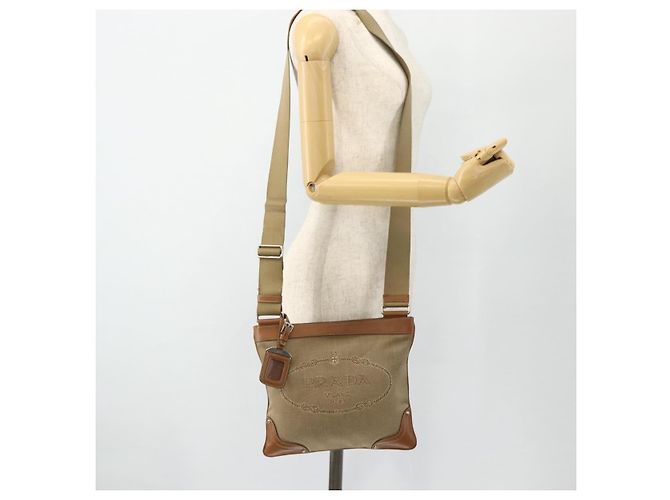PRADA Schultertasche aus Canvas Beige Silber Authentisch ka3997 - Ansicht 23