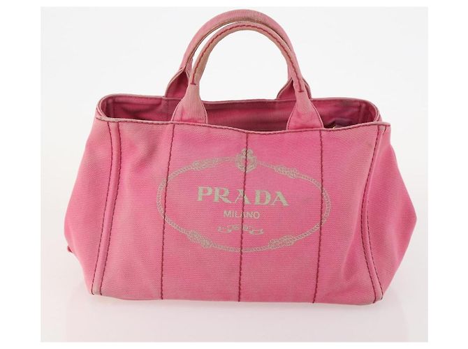 PRADA Borsa Canapa in Tela 2 Set Rosa Beige Auth 174968 - vista 10