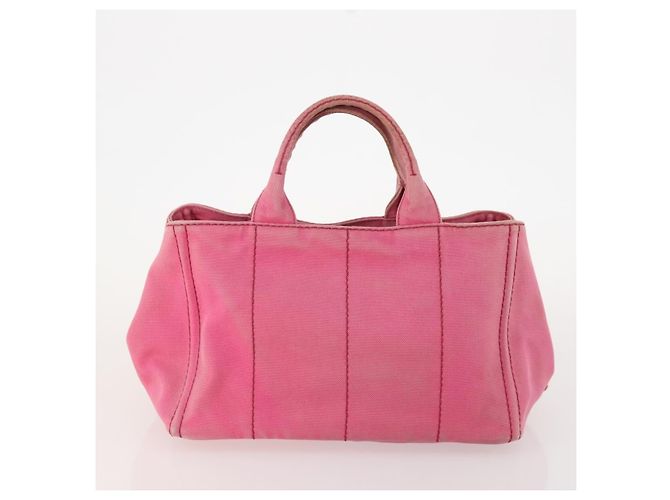 PRADA Borsa Canapa in Tela 2 Set Rosa Beige Auth 174968 - vista 11