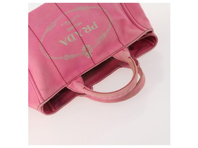 PRADA Borsa Canapa in Tela 2 Set Rosa Beige Auth 174968 - vista 13