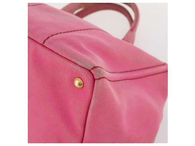 PRADA Borsa Canapa in Tela 2 Set Rosa Beige Auth 174968 - vista 16