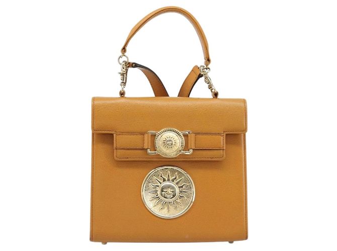 Borsa a Spalla Gianni Versace in Pelle 2 in 1 Marrone Oro Auth BA12090A D'oro - vista 2