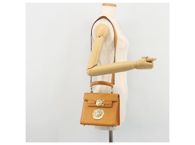 Borsa a Spalla Gianni Versace in Pelle 2 in 1 Marrone Oro Auth BA12090A D'oro - vista 24