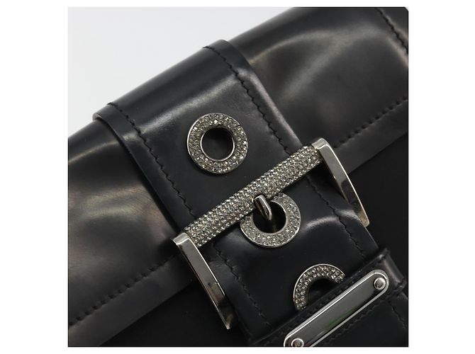 Borsa a Spalla con Catena PRADA in Nylon Marrone Argento Autentica 175639A - vista 14