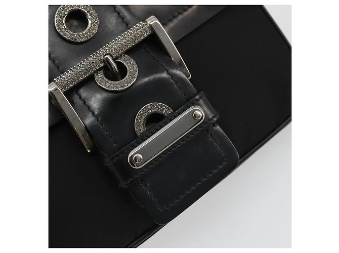 Borsa a Spalla con Catena PRADA in Nylon Marrone Argento Autentica 175639A - vista 15