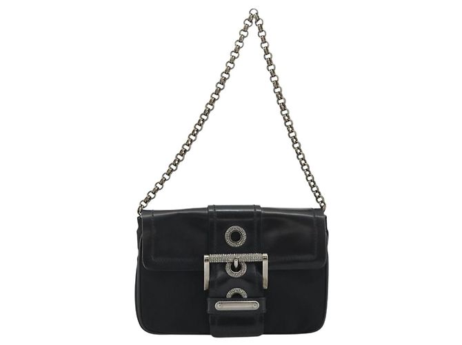 Borsa a Spalla con Catena PRADA in Nylon Marrone Argento Autentica 175639A - vista 2