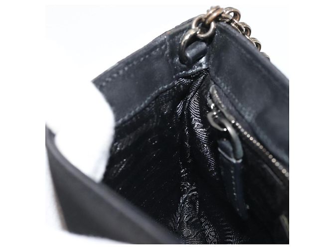 Borsa a Spalla con Catena PRADA in Nylon Marrone Argento Autentica 175639A - vista 20