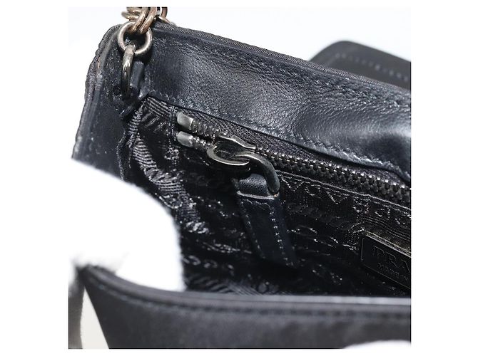 Borsa a Spalla con Catena PRADA in Nylon Marrone Argento Autentica 175639A - vista 21