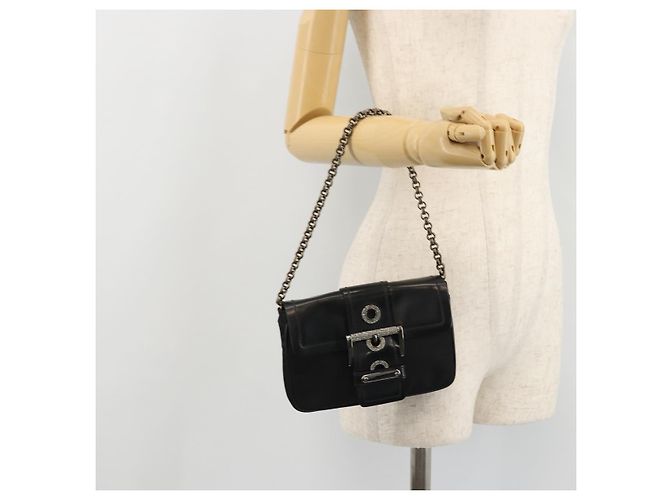 Borsa a Spalla con Catena PRADA in Nylon Marrone Argento Autentica 175639A - vista 24