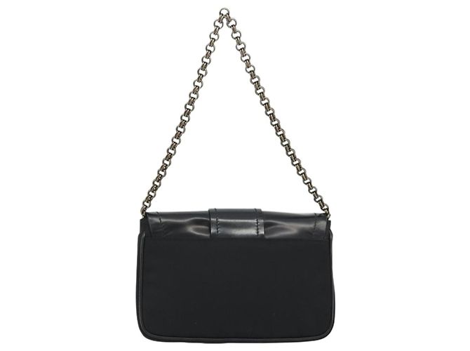 Borsa a Spalla con Catena PRADA in Nylon Marrone Argento Autentica 175639A - vista 3