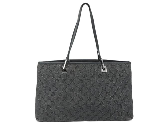 GUCCI GG Canvas Tote Bag Schwarz Silber 36173 1705 Auth 176032 - Ansicht 2