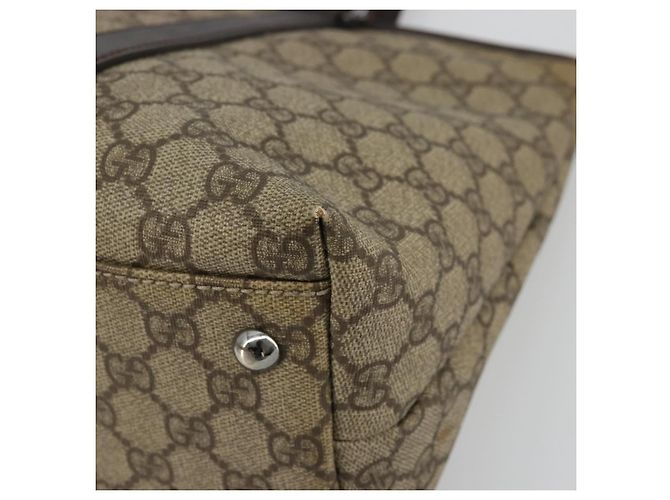 Gucci Borsa Tote GG Supreme in PVC beige argento 114595 Auth 175547 - vista 10