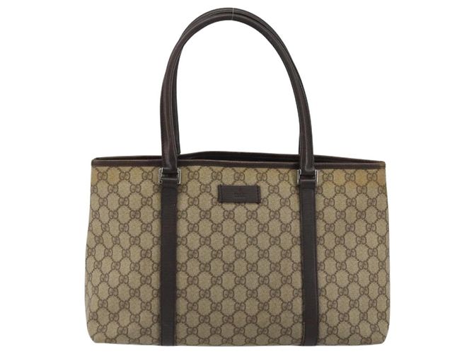 Gucci Borsa Tote GG Supreme in PVC beige argento 114595 Auth 175547 - vista 2