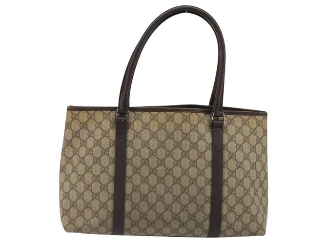 Gucci Borsa Tote GG Supreme in PVC beige argento 114595 Auth 175547 - vista 3