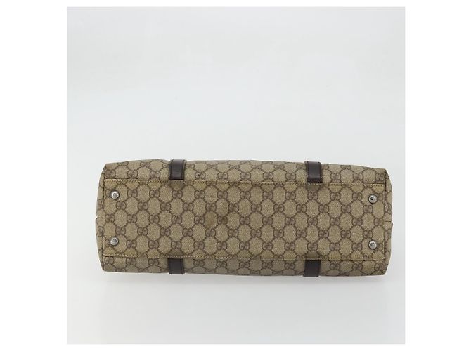 Gucci Borsa Tote GG Supreme in PVC beige argento 114595 Auth 175547 - vista 9