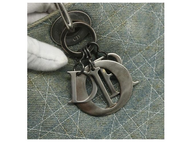 Borsa Canage Christian Dior in denim blu argento autentica 176133 - vista 14