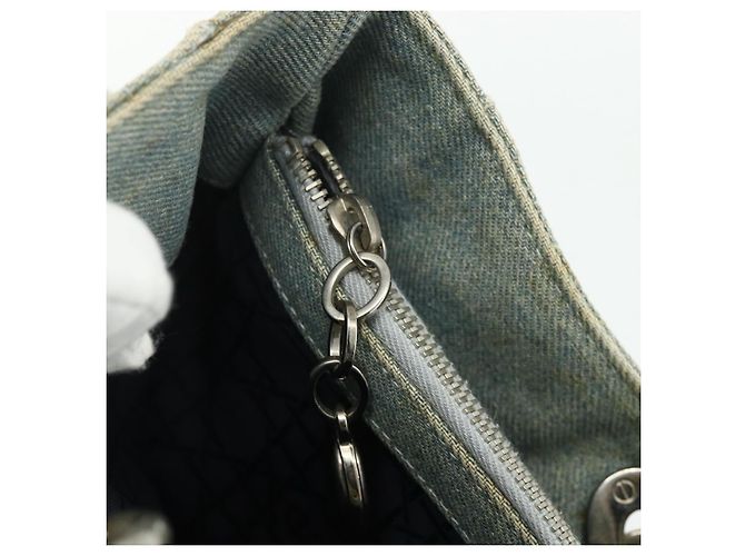 Borsa Canage Christian Dior in denim blu argento autentica 176133 - vista 21