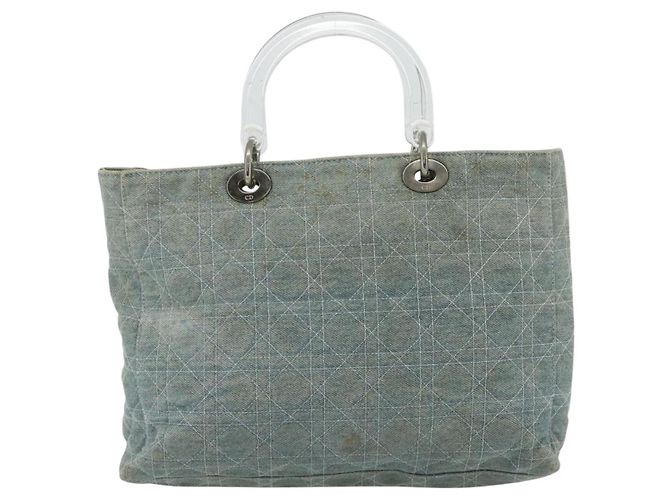 Borsa Canage Christian Dior in denim blu argento autentica 176133 - vista 3