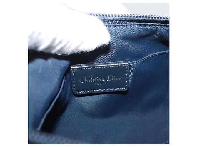 Christian Dior Trotter Canvas Accessory Pouch Navy Silver Auth mr2400 Silvery Navy blue - view 15