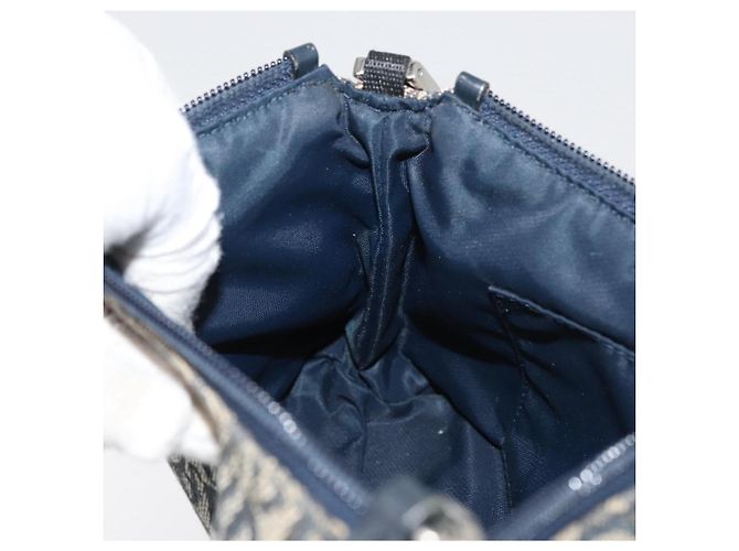 Christian Dior Trotter Canvas Accessory Pouch Navy Silver Auth mr2400 Silvery Navy blue - view 18