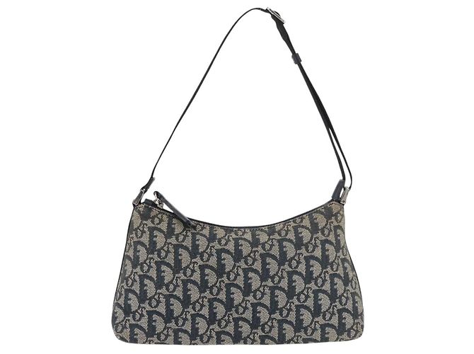 Christian Dior Trotter Canvas Accessory Pouch Navy Silver Auth mr2400 Silvery Navy blue - view 2