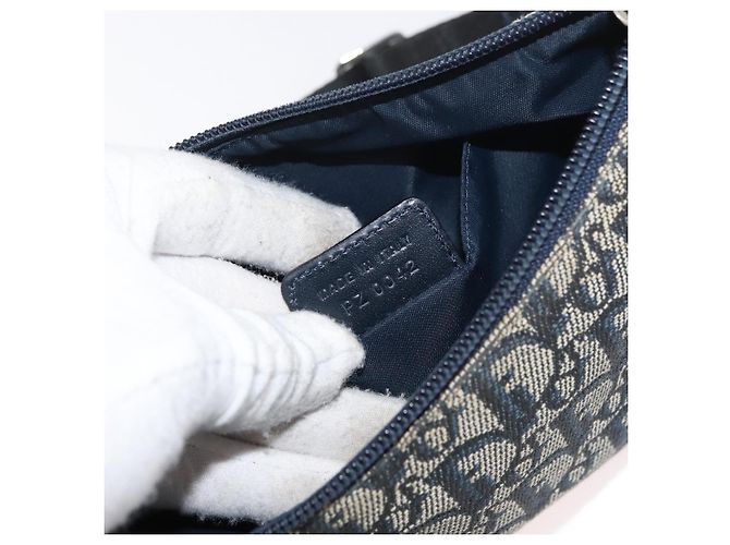 Christian Dior Trotter Canvas Accessory Pouch Navy Silver Auth mr2400 Silvery Navy blue - view 20