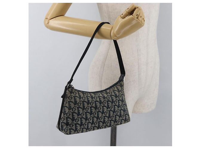 Christian Dior Trotter Canvas Accessory Pouch Navy Silver Auth mr2400 Silvery Navy blue - view 21