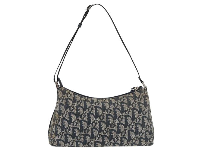 Christian Dior Trotter Canvas Accessory Pouch Navy Silver Auth mr2400 Silvery Navy blue - view 3