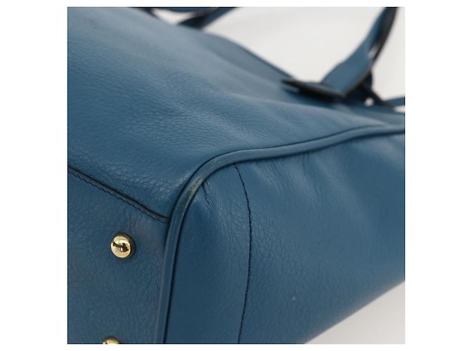 LOEWE Heritage Tote Bag aus Leder Gold Blau Auth 175236A Golden - Ansicht 15
