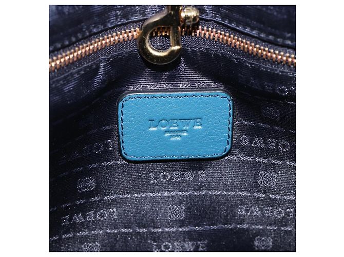 LOEWE Heritage Tote Bag aus Leder Gold Blau Auth 175236A Golden - Ansicht 17