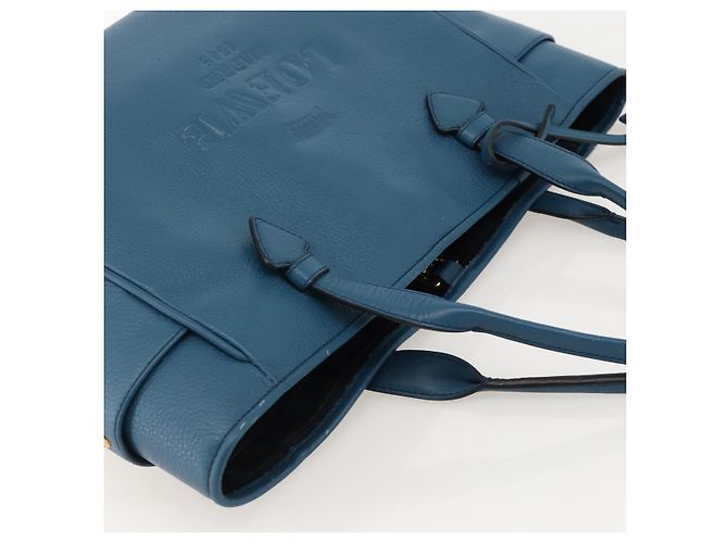 LOEWE Heritage Tote Bag aus Leder Gold Blau Auth 175236A Golden - Ansicht 6