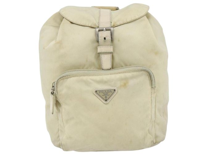PRADA Backpack Nylon Ivory Silver Auth 175828 Silvery Cream - view 2