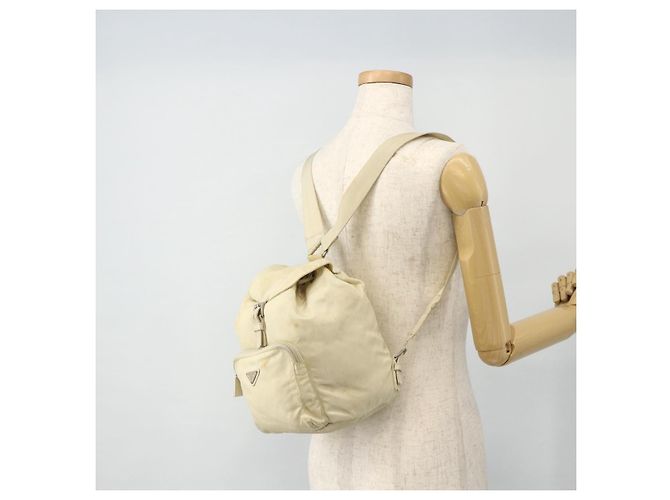 PRADA Backpack Nylon Ivory Silver Auth 175828 Silvery Cream - view 24