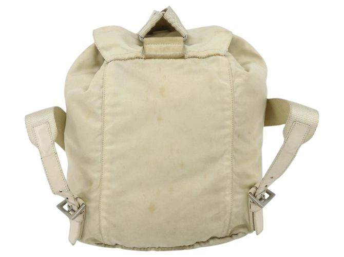 PRADA Backpack Nylon Ivory Silver Auth 175828 Silvery Cream - view 3