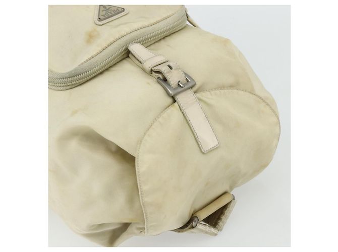 PRADA Backpack Nylon Ivory Silver Auth 175828 Silvery Cream - view 6