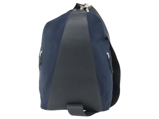 Borsa a Spalla LOEWE in Tela Blu Navy Argento Autentica 175205 - vista 2